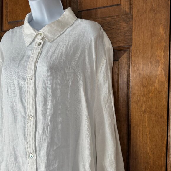 NWT H&M White Natural Linen Button-Down Blouse Size 3XL - Picture 4 of 16